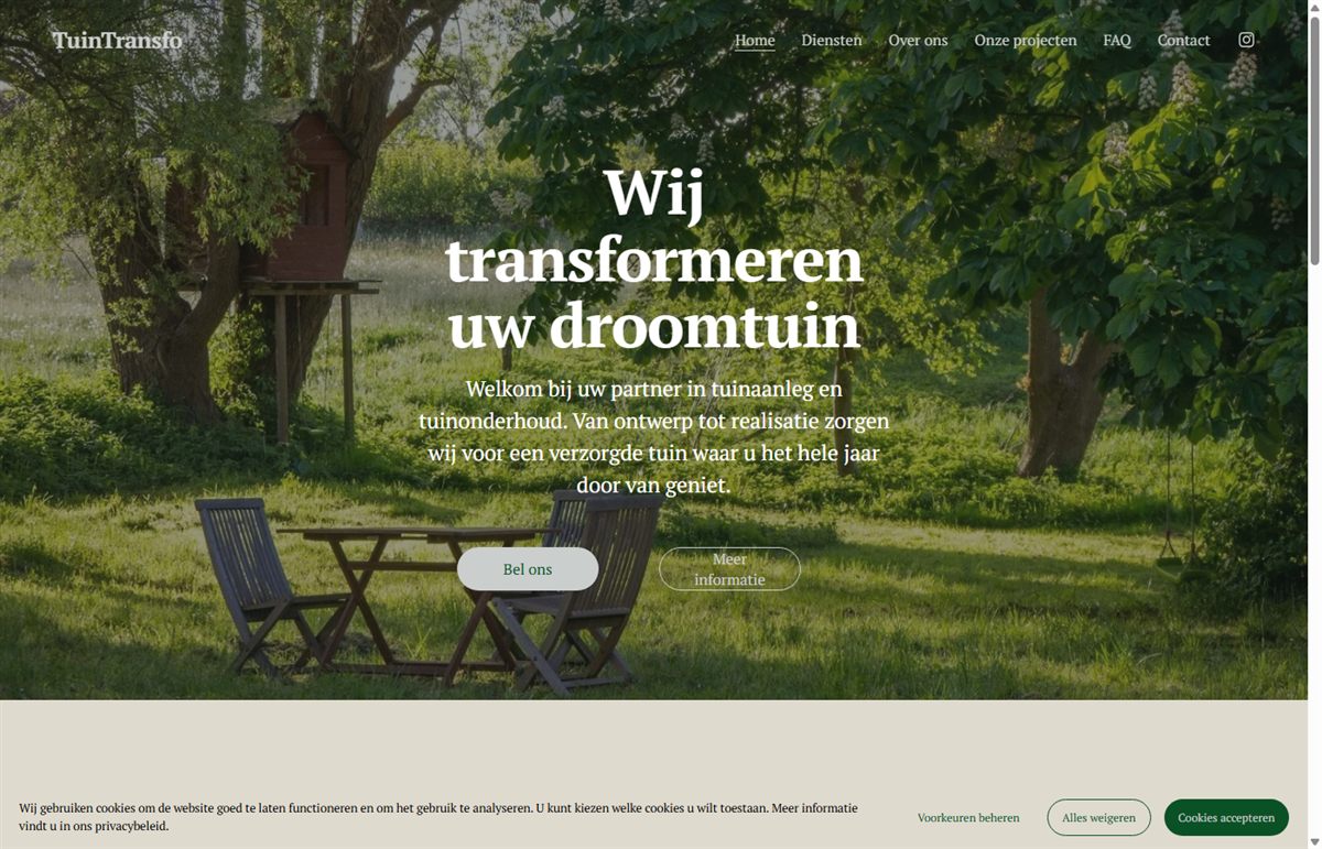 Screenshot van de TuinTransfo website